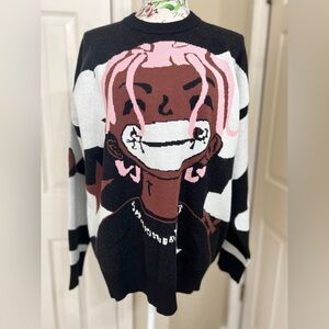 Black and Pink Cartoon Graphic Sweater